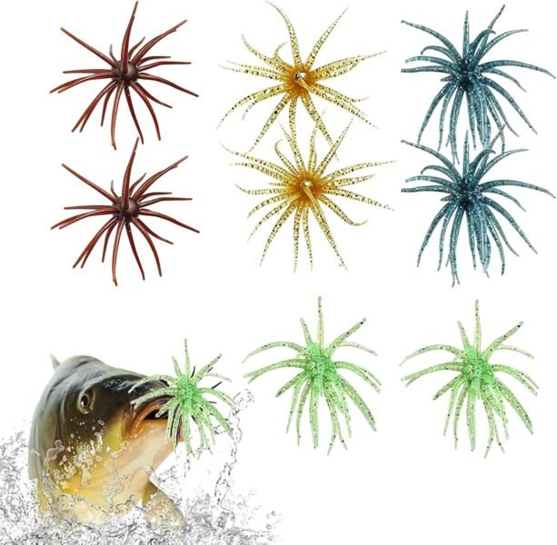 8Pcs Fishing Lures with Reflective Stars, Sea Urchin Baits for Bass Fishing